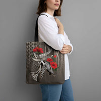 Hawaiian Honu Personalized Tote Bag Mocha Mousse Hibiscus Tribal Hook Pattern