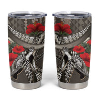 Hawaiian Honu Personalized Tumbler Cup Mocha Mousse Hibiscus Tribal Hook Pattern