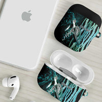 Hawaiian Honu Personalized AirPods Case Dark Cyan Maile Pikake Flower Lei Inspired