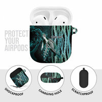 Hawaiian Honu Personalized AirPods Case Dark Cyan Maile Pikake Flower Lei Inspired LT9 - Polynesian Pride