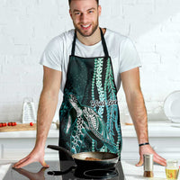 Hawaiian Honu Personalized Apron Dark Cyan Maile Pikake Flower Lei Inspired