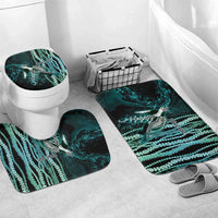 Hawaiian Honu Personalized Bathroom Set Dark Cyan Maile Pikake Flower Lei Inspired