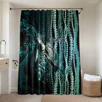 Hawaiian Honu Personalized Bathroom Set Dark Cyan Maile Pikake Flower Lei Inspired