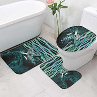 Hawaiian Honu Personalized Bathroom Set Dark Cyan Maile Pikake Flower Lei Inspired