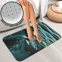 Hawaiian Honu Personalized Bathroom Set Dark Cyan Maile Pikake Flower Lei Inspired