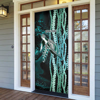 Hawaiian Honu Personalized Door Cover Dark Cyan Maile Pikake Flower Lei Inspired