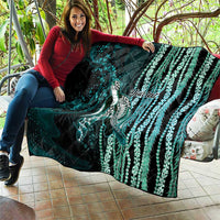 Hawaiian Honu Personalized Quilt Dark Cyan Maile Pikake Flower Lei Inspired