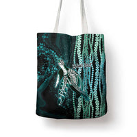 Hawaiian Honu Personalized Tote Bag Dark Cyan Maile Pikake Flower Lei Inspired