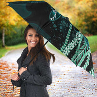 Hawaiian Honu Personalized Umbrella Dark Cyan Maile Pikake Flower Lei Inspired