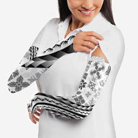 Black Hawaiian Quilt Pattern Arm Sleeves Mixed Polynesian Tribal Arty - Polynesian Pride