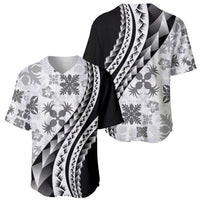 Black Hawaiian Quilt Pattern Baseball Jersey Mixed Polynesian Tribal Arty