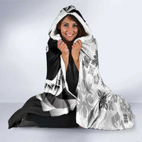 Black Hawaiian Quilt Pattern Hooded Blanket Mixed Polynesian Tribal Arty