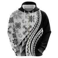Black Hawaiian Quilt Pattern Hoodie Mixed Polynesian Tribal Arty