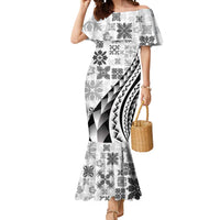 Black Hawaiian Quilt Pattern Mermaid Dress Mixed Polynesian Tribal Arty