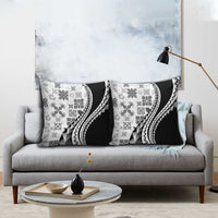 Black Hawaiian Quilt Pattern Pillow Cover Mixed Polynesian Tribal Arty - Polynesian Pride