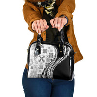 Black Hawaiian Quilt Pattern Shoulder Handbag Mixed Polynesian Tribal Arty