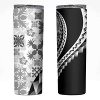 Black Hawaiian Quilt Pattern Skinny Tumbler Mixed Polynesian Tribal Arty