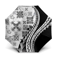 Black Hawaiian Quilt Pattern Umbrella Mixed Polynesian Tribal Arty - Polynesian Pride