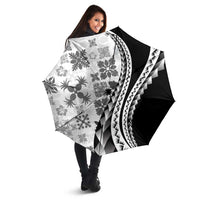 Black Hawaiian Quilt Pattern Umbrella Mixed Polynesian Tribal Arty - Polynesian Pride