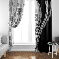 Black Hawaiian Quilt Pattern Window Curtain Mixed Polynesian Tribal Arty