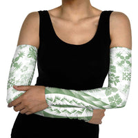 Green Hawaiian Quilt Pattern Arm Sleeves Mixed Polynesian Tribal Arty - Polynesian Pride