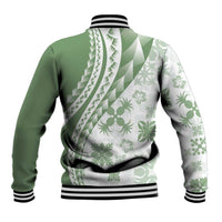 Green Hawaiian Quilt Pattern Baseball Jacket Mixed Polynesian Tribal Arty LT9 - Polynesian Pride