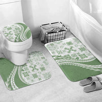 Green Hawaiian Quilt Pattern Bathroom Set Mixed Polynesian Tribal Arty - Polynesian Pride