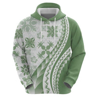 Green Hawaiian Quilt Pattern Hoodie Mixed Polynesian Tribal Arty