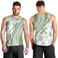 Green Hawaiian Quilt Pattern Men Tank Top Mixed Polynesian Tribal Arty