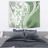 Green Hawaiian Quilt Pattern Tapestry Mixed Polynesian Tribal Arty