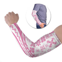Pink Hawaiian Quilt Pattern Arm Sleeves Mixed Polynesian Tribal Arty - Polynesian Pride