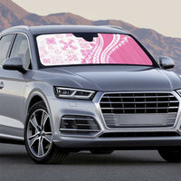 Pink Hawaiian Quilt Pattern Auto Sun Shade Mixed Polynesian Tribal Arty - Polynesian Pride