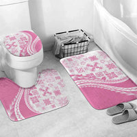 Pink Hawaiian Quilt Pattern Bathroom Set Mixed Polynesian Tribal Arty - Polynesian Pride
