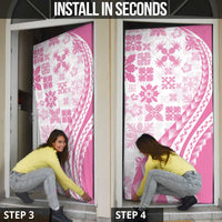 Pink Hawaiian Quilt Pattern Door Cover Mixed Polynesian Tribal Arty - Polynesian Pride