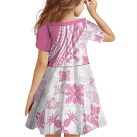 Pink Hawaiian Quilt Pattern Family Matching Summer Maxi Dress and Hawaiian Shirt Mixed Polynesian Tribal Arty
