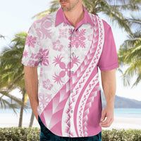 Pink Hawaiian Quilt Pattern Hawaiian Shirt Mixed Polynesian Tribal Arty