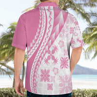 Pink Hawaiian Quilt Pattern Hawaiian Shirt Mixed Polynesian Tribal Arty