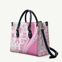 Pink Hawaiian Quilt Pattern Leather Bag Mixed Polynesian Tribal Arty - Polynesian Pride