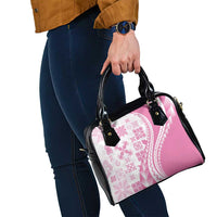 Pink Hawaiian Quilt Pattern Shoulder Handbag Mixed Polynesian Tribal Arty