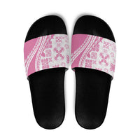 Pink Hawaiian Quilt Pattern Slide Sandals Mixed Polynesian Tribal Arty - Polynesian Pride