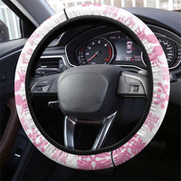 Pink Hawaiian Quilt Pattern Steering Wheel Cover Mixed Polynesian Tribal Arty