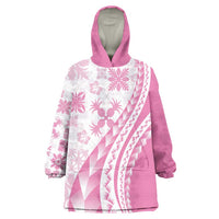 Pink Hawaiian Quilt Pattern Wearable Blanket Hoodie Mixed Polynesian Tribal Arty LT9 One Size Pink - Polynesian Pride