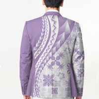 Purple Hawaiian Quilt Pattern Blazer Mixed Polynesian Tribal Arty - Polynesian Pride