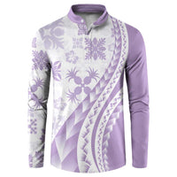 Purple Hawaiian Quilt Pattern Button Sweatshirt Mixed Polynesian Tribal Arty LT9 Purple - Polynesian Pride