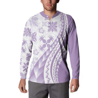 Purple Hawaiian Quilt Pattern Button Sweatshirt Mixed Polynesian Tribal Arty LT9 - Polynesian Pride