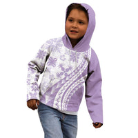 Purple Hawaiian Quilt Pattern Kid Hoodie Mixed Polynesian Tribal Arty