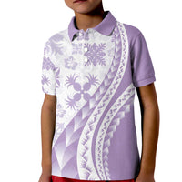 Purple Hawaiian Quilt Pattern Kid Polo Shirt Mixed Polynesian Tribal Arty