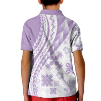 Purple Hawaiian Quilt Pattern Kid Polo Shirt Mixed Polynesian Tribal Arty
