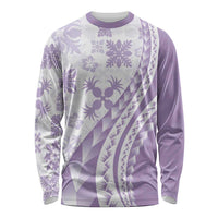 Purple Hawaiian Quilt Pattern Long Sleeve Shirt Mixed Polynesian Tribal Arty