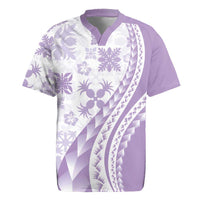 Purple Hawaiian Quilt Pattern Rugby Jersey Mixed Polynesian Tribal Arty